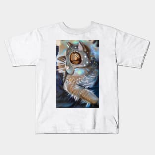 Golden armor knight cat, AI art Kids T-Shirt